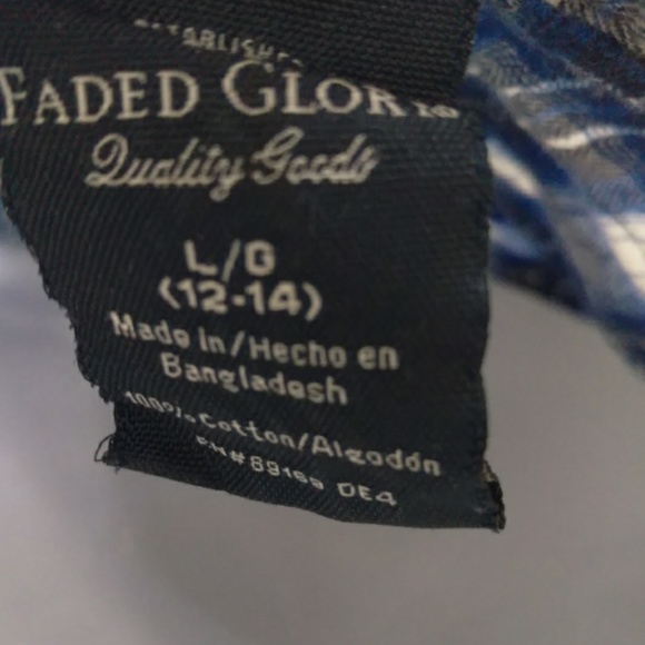 Faded glory blue plaid button up shirt - Picture 8 of 8